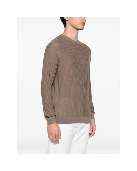Emporio Armani Brown Round-Neck Knitwear for men