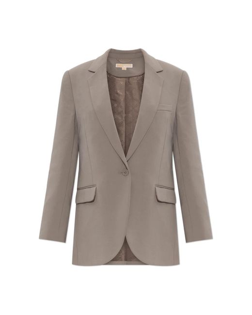 Michael Kors Jassen ,Grijs ,Leer Blazer Met Open Revers in het Brown