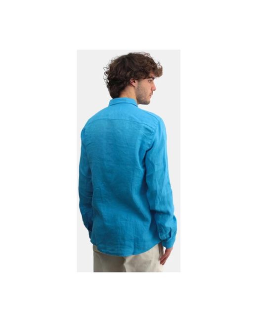40weft Türkises leinen langarmhemd in Blue für Herren