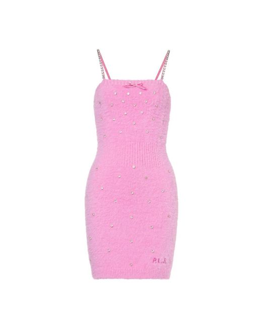Philosophy Di Lorenzo Serafini Pink Super Soft Knit Minidress With Rhinestones