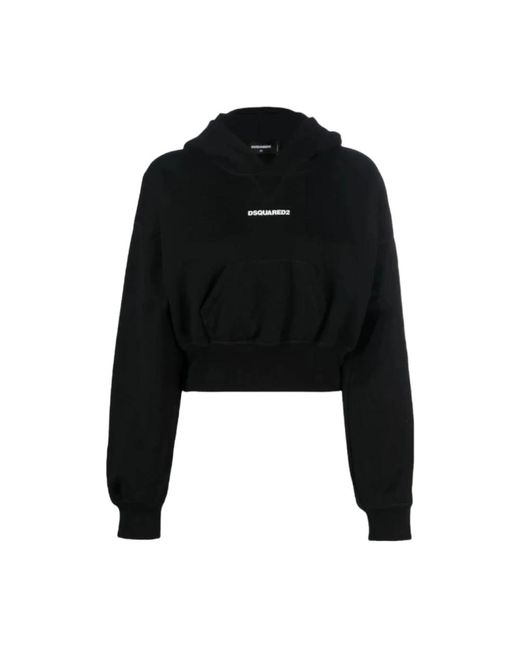 DSquared² Hoodies & Sweatvesten ,Zwart ,Katoen Hoodie in het Black