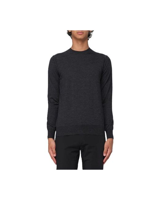 Paolo Pecora Dunkelgrauer feiner wollpullover in Black für Herren