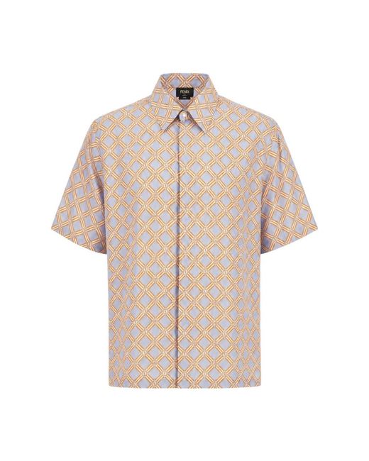 Fendi Natural Short Sleeve Shirts for men