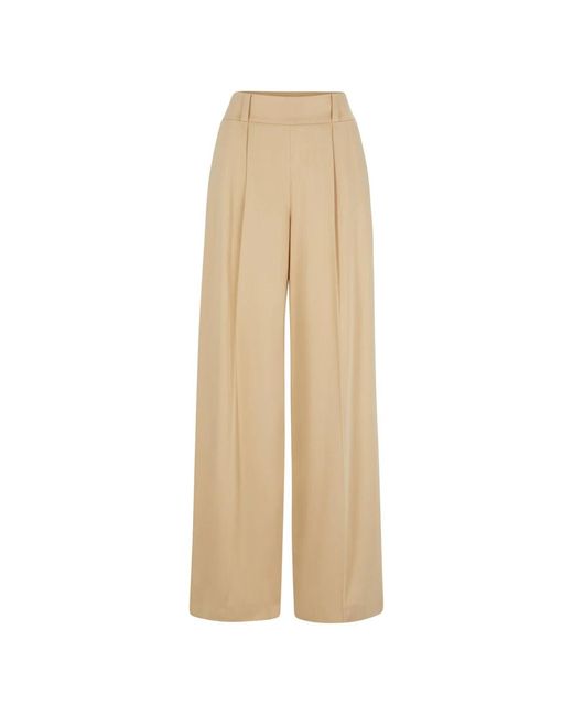 Flowing twill wide leg pants di Boss in Natural