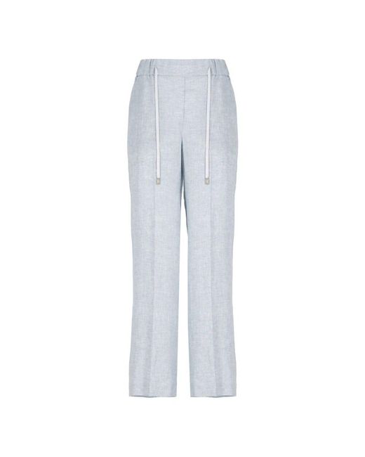 Peserico Blue Hellblaue Leinen Weite Beinhosen