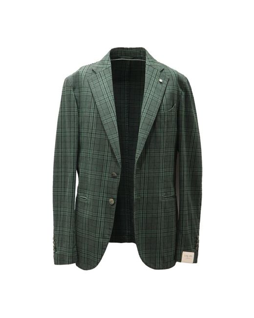 L.b.m. 1911 B.M. 1911, ,Jassen ,Groen ,Katoen Vintage Effect Slim Fit Jas in het Green voor heren