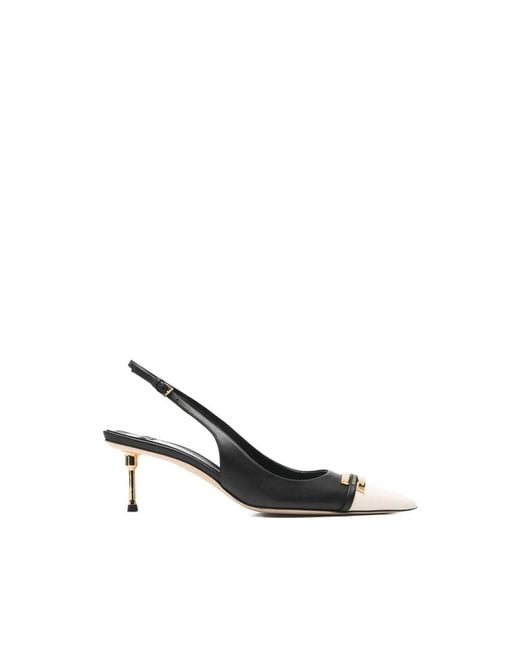 Elisabetta Franchi Black Two-Tone Slingback Stiletto Heels