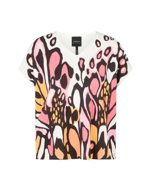 Marc Cain Red Ärmellose strickweste mit abstraktem print