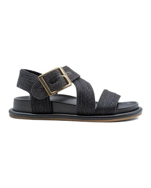 Paloma Barceló Black Flat Sandals