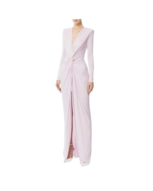 Elisabetta Franchi Rode Loper Gedrapeerd Jersey Jurk in het Pink