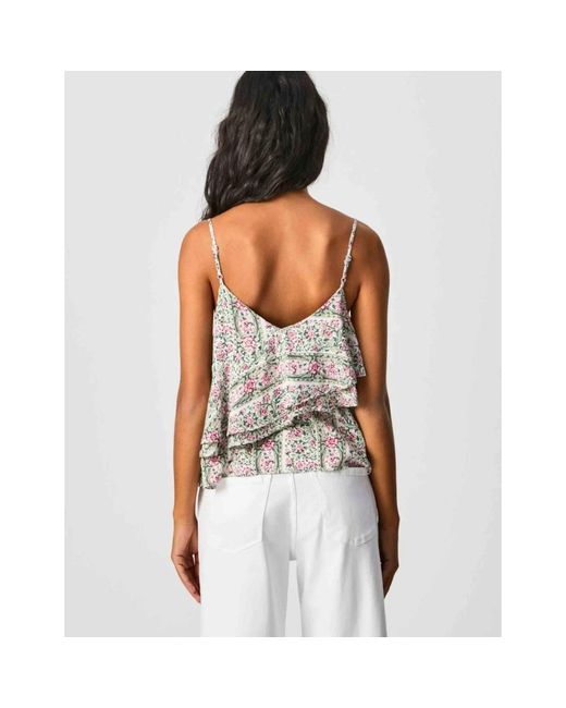 Pepe Jeans White Sleeveless Tops
