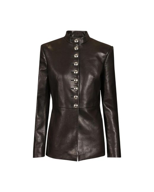 Khaite Black Leather Jackets