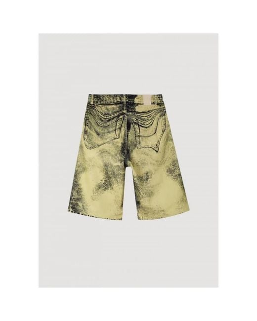Camper Korte Broeken ,Geel ,Denim Distorted Denim Shorts in het Green voor heren