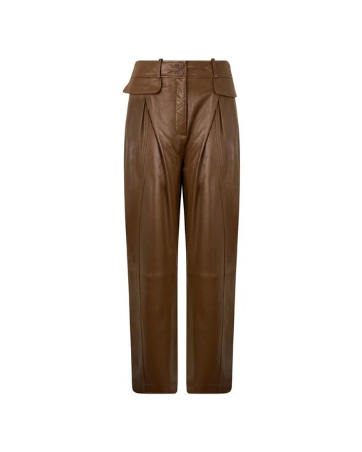 Alberta Ferretti Brown Leather Trousers