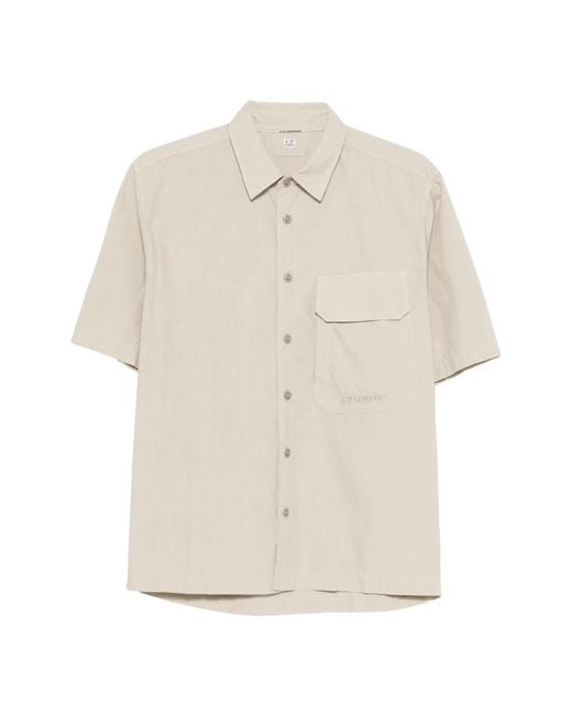 C P Company Natural Short Sleeve Shirts for men