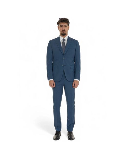 Paoloni Blue Single Breasted Suits for men