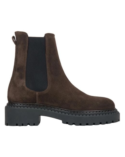 ESTRO Brown Damen Saddle Platform Chelsea Boots Aus Echtem Italienischem Velours