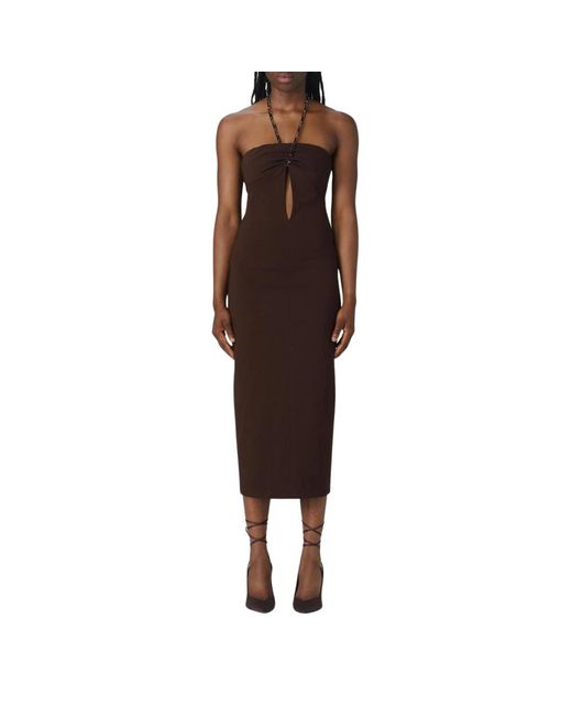 The Attico Halter Neck Midi Jurk in het Brown