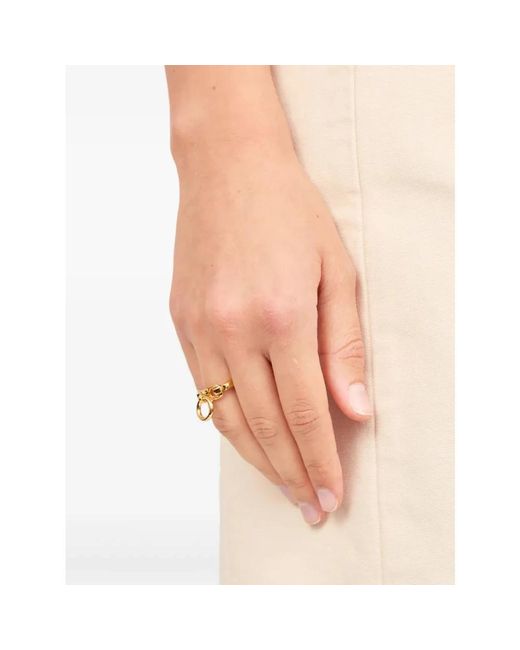 MM6 by Maison Martin Margiela Metallic Goldfarbener D-Form Hoop Ring