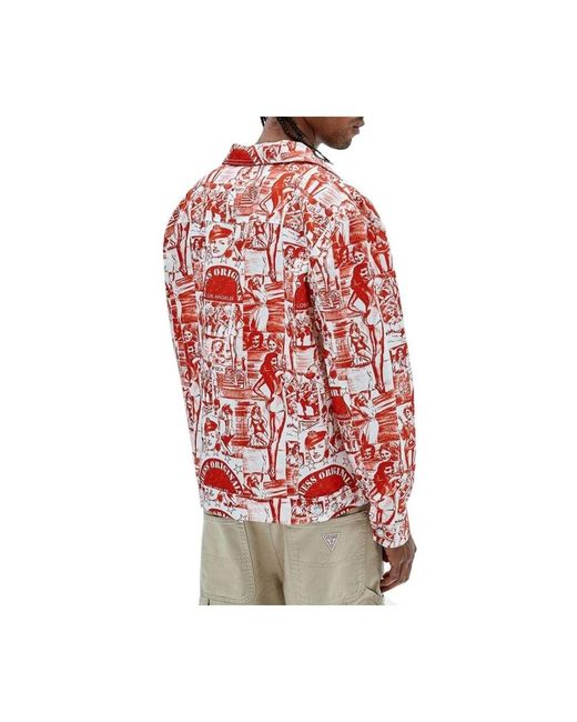 Guess Bi-Color Casual Jacke Mit Logo in Red für Herren