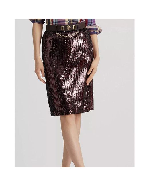 Ralph Lauren Purple Bleistiftrock mit pailletten