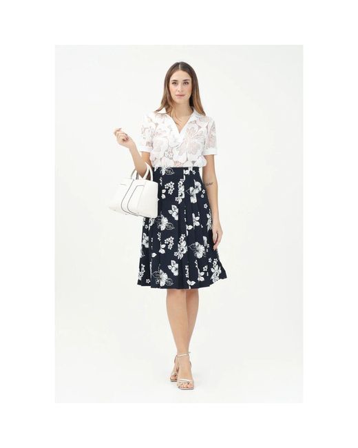 Max Mara Blue Blauer blumen midi rock elegant frühling