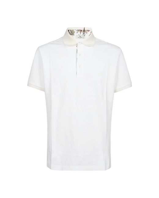 Etro Weißes poloshirt mit kurzen ärmeln,roma bedrucktes polo mit details,polo shirts in White für Herren