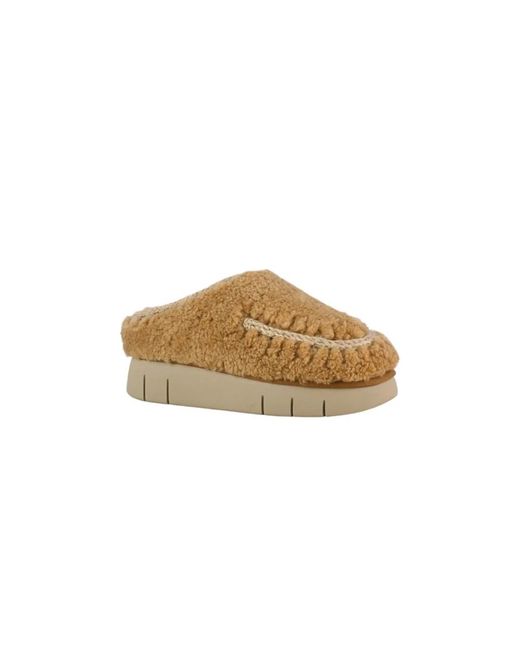Mou Schoenen ,Wol Bounce Clog Maxi Stitching in het Natural