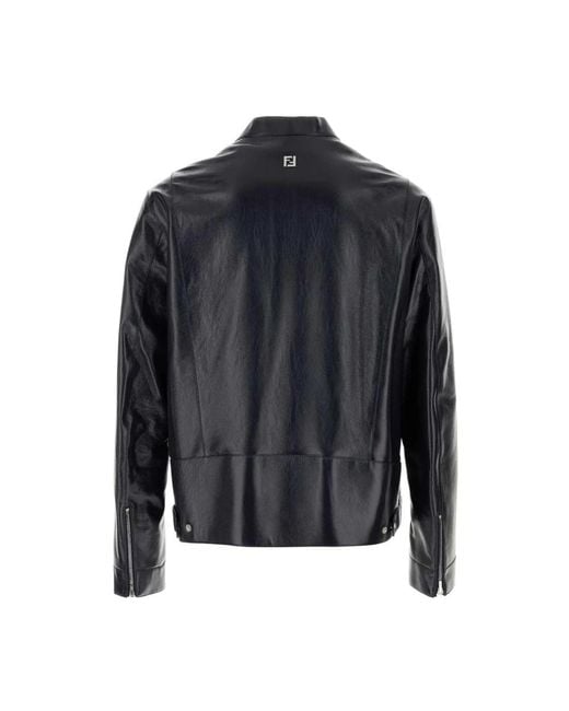 Fendi Black Leather Jackets for men