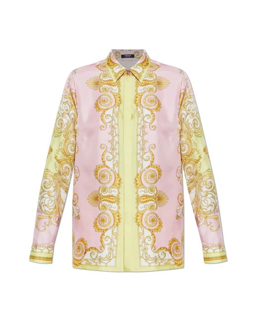 Versace Overhemden ,Veelkleurig ,Zijden Overhemd in het White