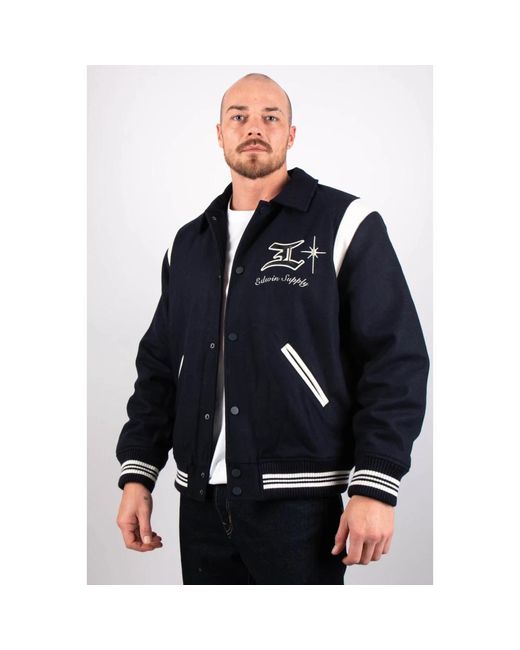 Edwin Woolflanell Dark Campus Jas in het Black voor heren