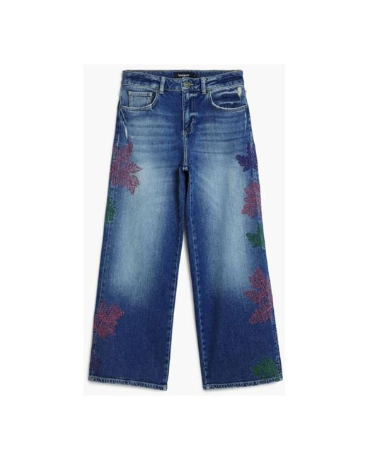 Desigual Botanic Rechte Jeans in het Blue