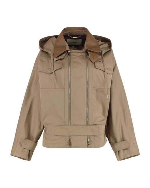 Fendi Jassen ,Katoen Cotton Blouson in het Green