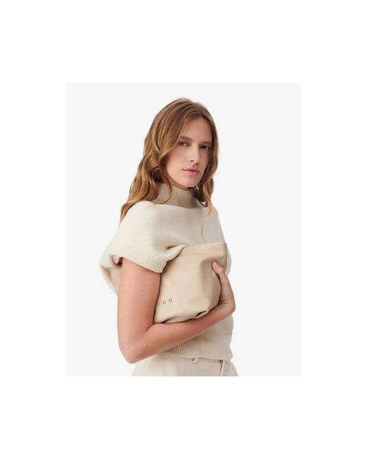 IRO Schapenvacht Crossbody Tas Met Toprits in het Natural