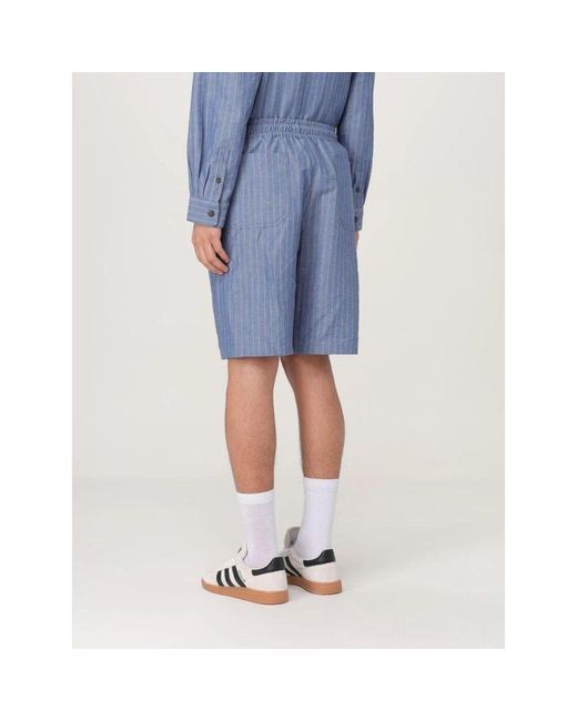 A.P.C. Blaue Gestreifte Baumwollshorts Lockere Passform in Blue für Herren