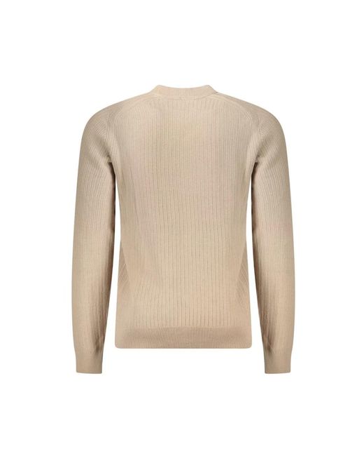HUGO Kontrastierender Crew Neck Sweater in Natural für Herren