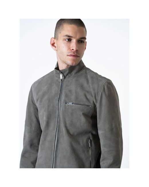 Strellson Lederjacke Mit Baumwoll-Polyester-Futter in Gray für Herren