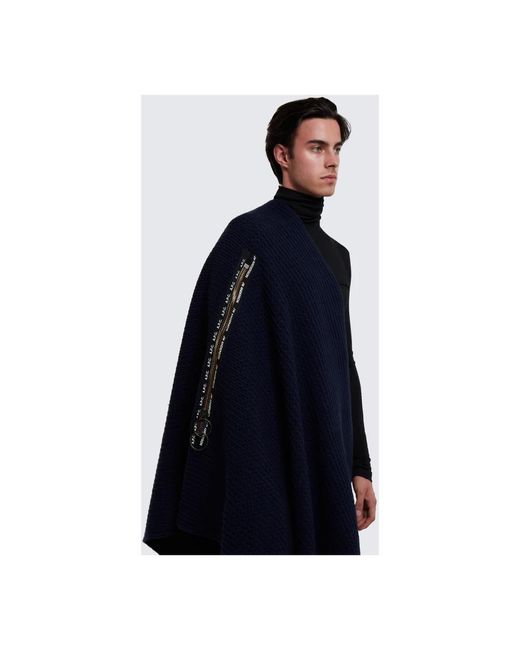 A.P.C. Jassen ,Blauw ,Wol Wollen Poncho in het Blue voor heren