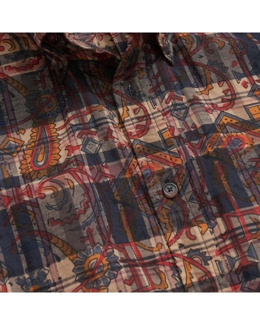 Brooks Brothers Gedrucktes indisches madras kurzarm-sportshirt mit button-down-kragen in Brown für Herren