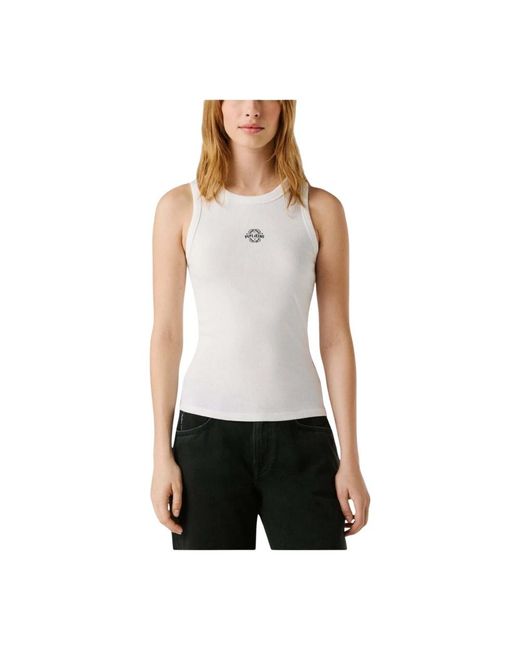 Pepe Jeans White Sleeveless Tops