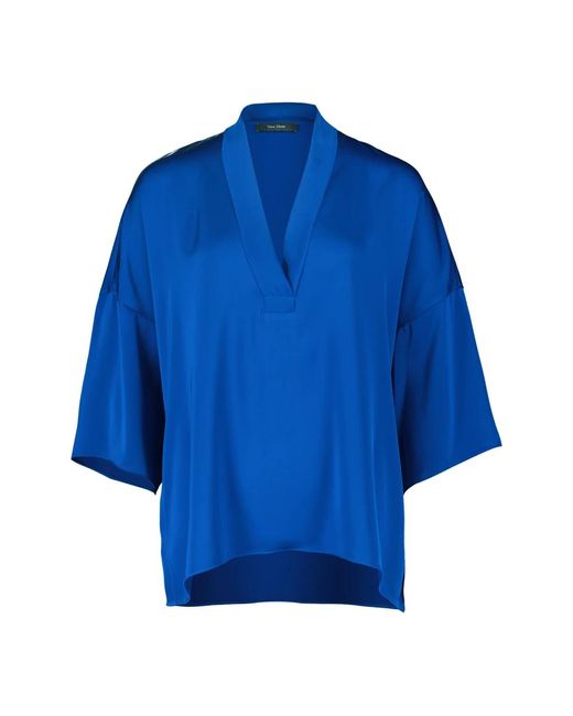 Vera Mont Blue Elegantes blusenshirt mit seitenschlitzen