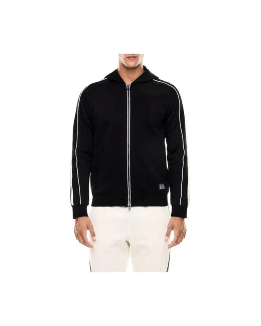 EA7 Logo Series Hooded Zip-Up Sweatshirt in het Black voor heren
