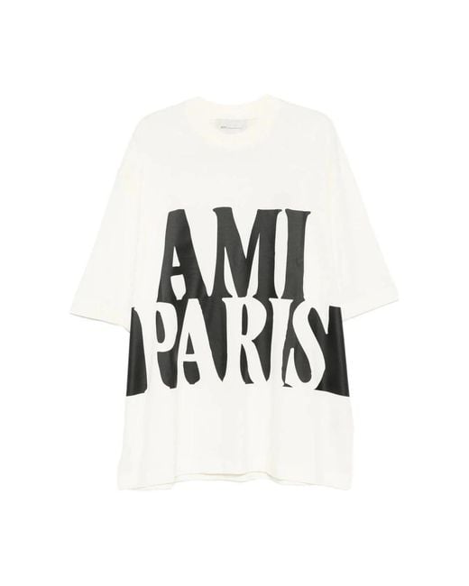 AMI Oversized Grafisch T-Shirt in het White voor heren