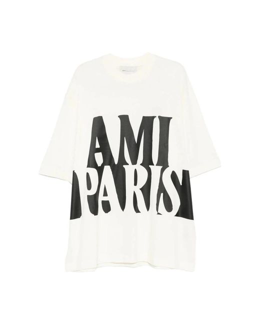 AMI Oversized Grafisch T-Shirt in het White voor heren