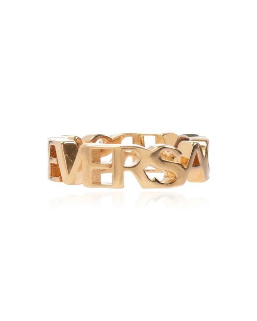 Versace Accessoires ,Geel ,Ring Met Logo in het Metallic