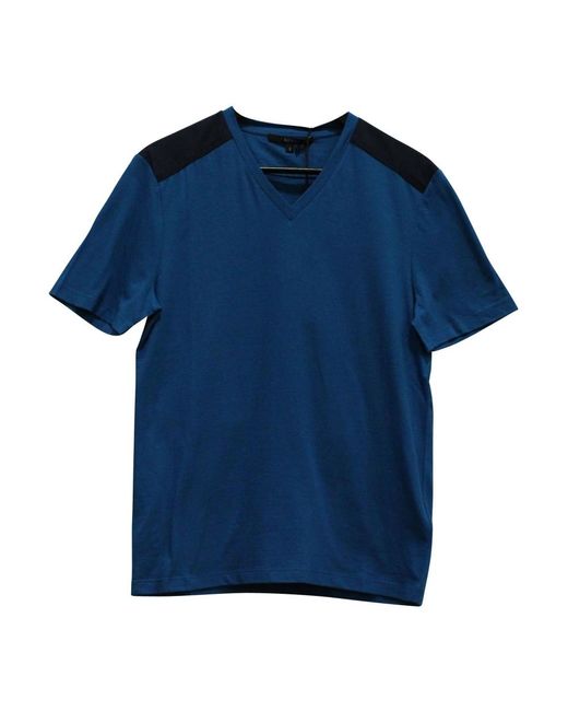 T-shirt à col en v bicolore d`occasion en coton Gucci pour homme en coloris  Bleu | Lyst