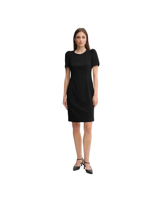 DKNY Puff-Sleeve Button Mini Jurk in het Black