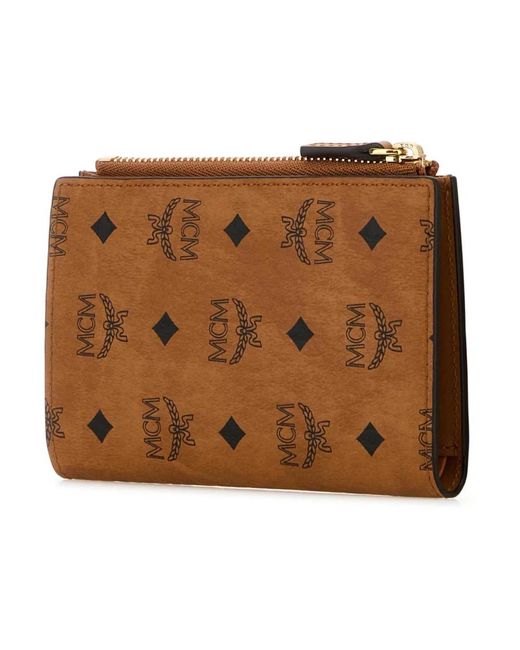 MCM Accessoires ,Bruin ,Geprinte Canvas Portemonnee in het Brown