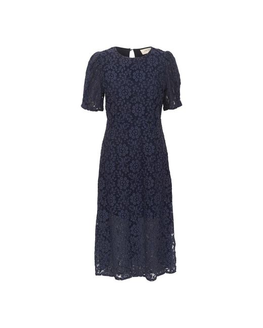 Cream Kleedjes ,Blauw ,Elegante Kant Jurk Total Eclipse in het Blue