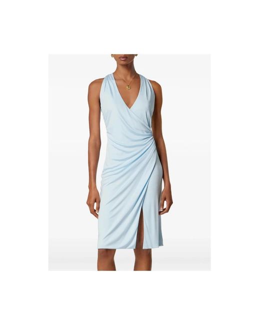 Versace Kleedjes ,Blauw ,Viscose-Jersey Midi Jurk in het Blue